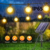 Resim 30.48/15.24 metre G40 güneş enerjili ampul dizisi ışıkları uzaktan kumanda ile, çoklu aydınlatma modları, dış mekan partileri için ayarlanabilir dimlenebilir asılı lambalar, kırılmaz çiy masa lambaları LED ampuller, düğün aydınlatması, rahat ortam aydınlatması 