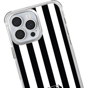 Resim Beşiktaş Çubuklu Logo Şeffaf Telefon Kılıfı - iPhone 15 Pro 