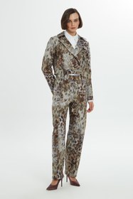 Resim Leopar Desenli Kısa Blazer Ceket - KAHVE / 42 