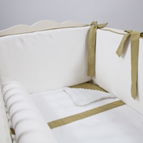 Resim Ekru - Haki Bebek Uyku Seti - Sosis Bumper / 75x115 