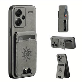 Resim Lüks Suni Deri Cüzdan Telefon Kılıfı, Xiaomi Redmi Note 14 Pro+, 14C, Note 13/Note 12 Pro, Note 11S/Note 10 ve 13C Turbo 3/A3X/A2/A1 ile Uyum İçin Tasarlanmış, Kart Tutucu ve Stand ile Donatılmıştır. 