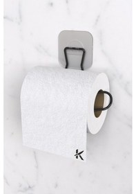 Resim Karteya Sticker Yapışkanlı Dekoratif Wc Tuvalet Kağıdı Tutacağı Şık Banyo Aksesuarı Wc Kağıtlık Siyah 