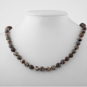 Resim OSMANLI DOĞAL TAŞ Meksika Jasper 8 Mm Düğümlü Doğal Taş Kolye 