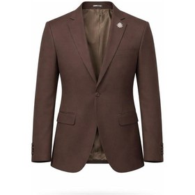 Resim Plus Scorpion Erkek Mono Yaka Tek Düğmeli Çift Yırtmaçlı Blazer Ceket Premium Dokuma Kumaş, 8 Renk Kahverengi 
