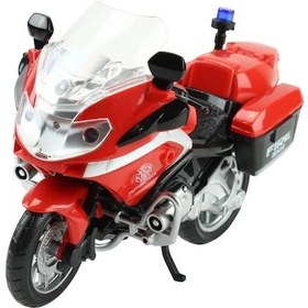 Resim 1:20 Ölçekli Sesli Ve Işıklı Oyuncak İtfaiye Motosikleti - Kırmızı Model Motor Fire Rescue Çok Renkli 