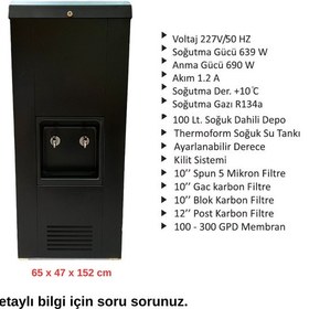 Resim Sanayi Tipi Sebil 100 Litre Soğutmalı Arıtmalı Siyah Sebil 