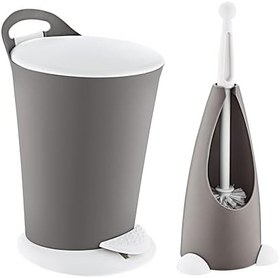 Resim Smartware Penguen Pedallı Çöp Kovası Ve Klozet Fırçası Set Terra 