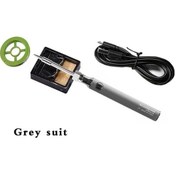 Resim Xuweiwei Gri 5v Taşınabilir Usb Şarj Edilebilir Lehim Seti 3 Ayarlı Sıcaklık Modu Hızlı Isınma Dıy Projeler Elektronik Onarım 