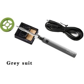 Resim Xuweiwei Gri 5v Taşınabilir Usb Şarj Edilebilir Lehim Seti 3 Ayarlı Sıcaklık Modu Hızlı Isınma Dıy Projeler Elektronik Onarım 