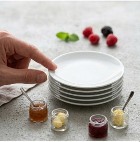 Resim Gürallar 15 Cm Porselen Mini Kahvaltı Çerez Tatlı Tabağı 6 Adet Beyaz 