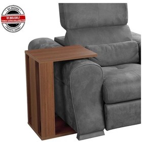 Resim Single C Yan Servis Sehpa Nil Cevizi / Tekerlekli Laptop Sehpa 