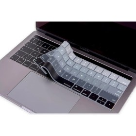 Resim Mena Rise MacBook Klavye Koruyucu Silikon Klavye Filmi Us Ingilizce Amerikan Baskılı Us-Return Enter Tipi Touchbar Pro 13-15INÇ A1706,A1989,A2159,A1707,A1990 Uyumlu,ince Hafif Yıkanabilir Siyah Gri 