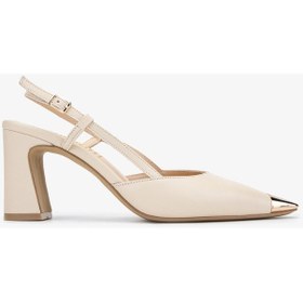 Resim Valmenti Agatho Kadın Bej Hakiki Deri Topuklu Sandalet 1036 6164 Bn Sndlt Y24 Bej 