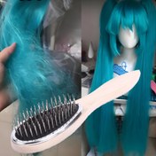 Resim Sentetik Saçlar için Profesyonel Paslanmaz Çelik Peruk Fırçası - Düğümleri ve Kırılma Önleyici Ahşap Saplı Açıcı & Eğitim Aracı, Peruklar, Uzatmalar, Cosplay & Günlük Şekillendirme İçin İdeal, Günlük Saç Bakımı | Profesyonel Saç Fırçası | Paslanmaz Çelik Kıllar 