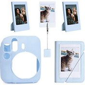 Resim Fujifilm Instax Mini 12 Mavi Slikon Kılıf - Mini 28'li Albüm ve Fotoğraf Çerçeveleri Aksesuar Seti 