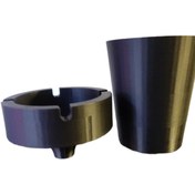 Resim 3DPROGA 3D Baskı Bardak ve Küllük Takımı - Siyah Renk, PLA Malzeme 