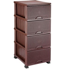 Resim Omnipazar Elf-296 Hasır Desen Plastik Mutfak Komidin Sebzelik 4 Katlı Kahverengi 