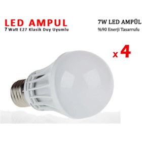 Resim YFHOME Enerji Tasarruflu Klasik Led Uyumlu Beyaz Led Ampul 7w 4 Adet 