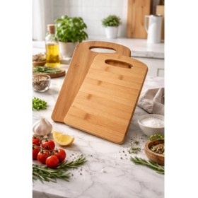 Resim Makri Home Ikili Bambu Kesim Panosu Seti, Küçük Boy: 28 × 20 Cm, Büyük Boy: 33 × 24 cm 