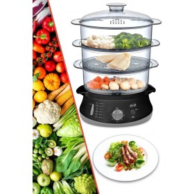 Resim Evia 60 Dakika Zaman Ayarlı 10L BPA İçermeyen Buharlı Pişirici Su Seviyesi Göstergesi ile 