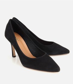 Resim Hotiç Kadın Süet Deri Siyah Klasik Stiletto Ayakkabı 