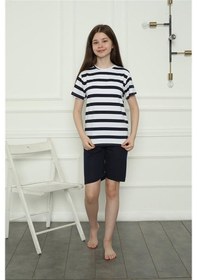 Resim Akbeniz Kız Çocuk Penye Şortlu Pijama Takım 20406 Lacivert 