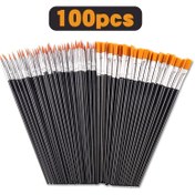Resim 100 adet Siyah Fırça Seti, Naylon Tüylü Düz ve Yuvarlak Boya Fırçaları, Flüt Saplı, Akrilik, Su Kalem, Yağlı Boya, DIY Çizgi Sanatı, Noel ve Yılbaşı Hediyesi için İdeal 