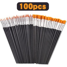 Resim 100 adet Siyah Fırça Seti, Naylon Tüylü Düz ve Yuvarlak Boya Fırçaları, Flüt Saplı, Akrilik, Su Kalem, Yağlı Boya, DIY Çizgi Sanatı, Noel ve Yılbaşı Hediyesi için İdeal 