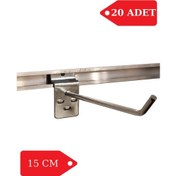 Resim 20 Adet 15 cm Kanallı Pano Kancası Raf Askısı Krom 
