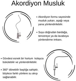 Resim Su Arıtma Musluğu Akordion Esnek Musluk Aç Kapa Tüm Arıtmalara Uyumlu Renk - Gri 