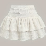 Resim Kadınlar İçin Beyaz Katlı Mini Etek | Şık Volanlı Tasarım | Polyester-Elastan Karışımı | Makinede Yıkanabilir | İlkbahar/Yaz Modası | Pürüzsüz Dokuma | Düz Renk | Rahatlık için Esnek Bel Bantlı | Günlük Kullanım | Hafif ve Havadar Katlı Etek Stili 