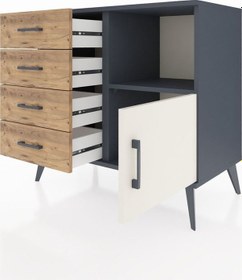Resim Hyperion Şifonyer Tek Raflı 4 Çekmeceli Tek Kapaklı 88x44x80 Antrasit-aytaşı/çam Aytaşı/çam 