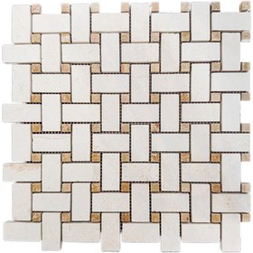 Resim TUQCO Doğal Taş Basket Weave Myra Honlu Mermer Mozaik 