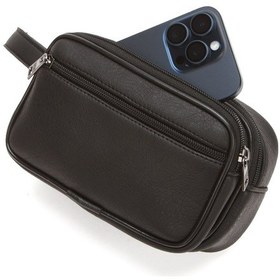 Resim Newish Polo Erkek Bileklik Kemerli Portföy Clutch Traş Kozmetik El Çantası New344 Siyah 