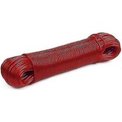Resim Plastik Kaplamalı Çamaşır İpi, Ağır Hizmet Tipi Çelik Halat - 20m Kırmızı 