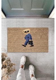 Resim Bej Kapı Önü Paspası Rush Hour Ayıcık Desen K-3318 