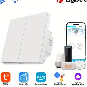 Resim Zigbee Akıllı Anahtar 1/2/3 Gang Nötr Kablo Gerektirir Uzaktan Kumanda Alexa ve Google Home ile Uyumlu, Siyah/Beyaz, Akıllı Ev Cihazları, Akıllı Ev Otomasyonu 