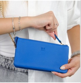 Resim Mft Leather Hakiki Deri Kadın Cüzdan Çanta Almeda 5463 Flother Mat Saks Mavi 