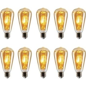 Resim Edison ST64 Flamanlı Rustik 4W LED Ampul 10'lu Dekoratif Vintage Aydınlatma Amber Rengi ST64 10'lu 