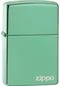 Resim Zippo High Polish Green Logo Dizayn Çakmak Yeşil 