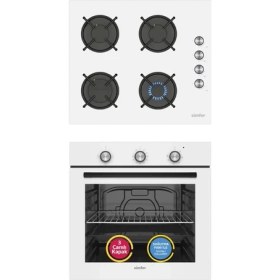 Resim Simfer Ankastre Set Beyaz Cam Ocaklı Mekanik 2'li Set (Fırın + Ocak) 
