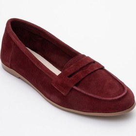 Resim Luvi Shoes F02 Bordo Süet Hakiki Deri Kadın Loafer Ayakkabı Bordo 