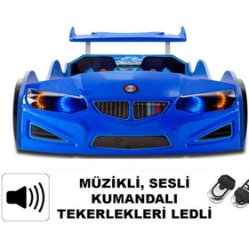 Resim inegoldeneve Bmw - Full - Arabalı Yatak Araba Karyola - M9 Serisi - Tekerleri Ledli & Kumandalı 