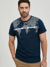 Resim Begood Büyük Beden Baskılı Tişört 11215849 Mavi 