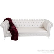 Resim White Leather Chesterfield - Beyaz 