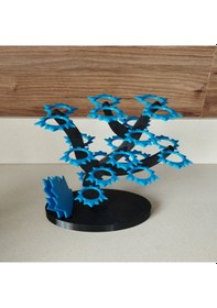 Resim Akçaağaç Dekoratif Kahve Kapsül Standı Ve 2 Adet Bardak Altlığı-çift Taraflı Kullanım-37 Mm Ve 46 Mm Kapsül Uyumlu-mavi Mavi 