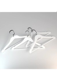 Resim Faravis Atelier Siyah - Beyaz Ahşap Lüks Askı Kıyafet Elbise Gömlek Ve Pantolon Askısı Amerikan Kanca 10 Adet v 