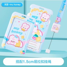 Resim synshop Kawai Sarı Kız Anime Yoyo İpli Yaka Kartı Boyun Askılı Kimlik Kartı Kılıfı Öğrenci Okul Kartlık 