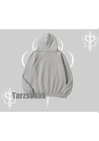Resim Kapşonlu Sweatshirt Anime Kawaii Japon Kız Desenli Gri 