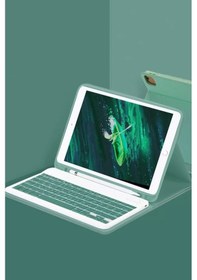 Resim Apple İpad Pro 11 2022 Kılıf Kc01 Smart Klavyeli Tablet Kılıfı - Koyu Yeşil Diğer 